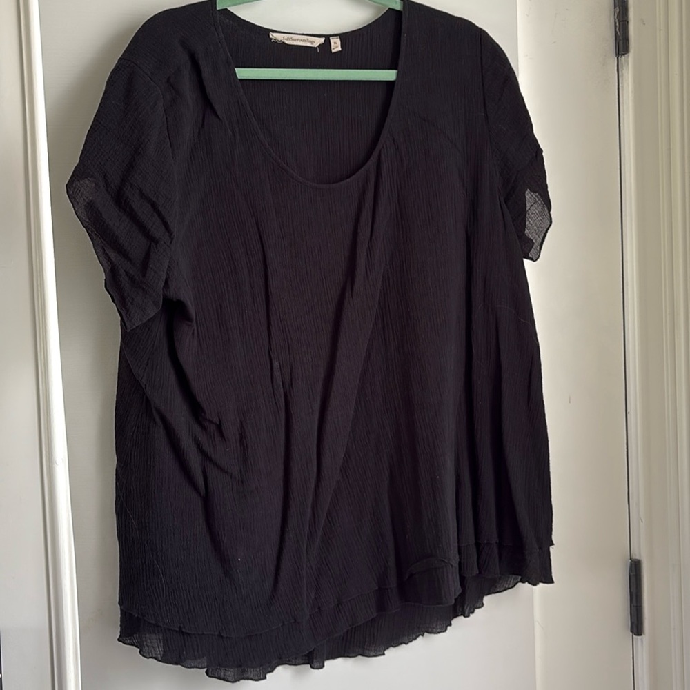 SOFT SURROUNDINGS •Women’s Jacinda Gauze Crinkle Layered Hem Lagenlook Top Sz XL